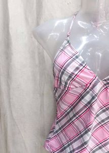 Pink Plaid Halter Top