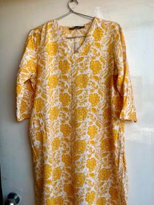 Vibrant Yellow Floral Print Kurta