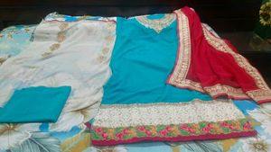 Elegant Teal Kurta with Red Dupatta