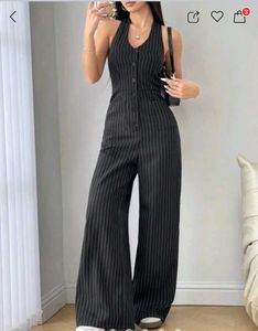 Pinstripe Halter Neck Jumpsuit
