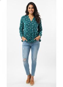 Chic Green Tree Print Top