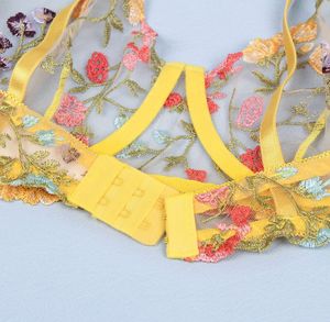 Floral Embroidery Underwire Garter Lingerie Set 🔥
