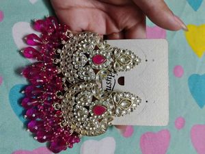 Stunning Pink Crystal & Kundan Earrings