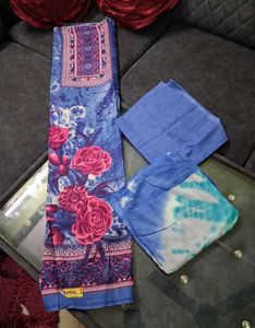 Elegant Floral Print Dress Material