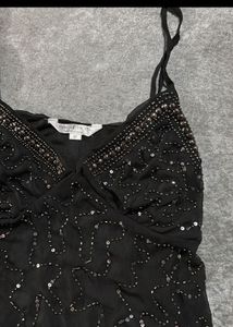 Black Beaded Camisole Top
