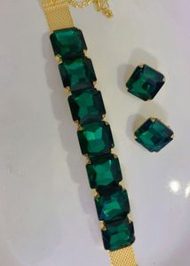New Emerald Choker Necklace &amp; Earring Set