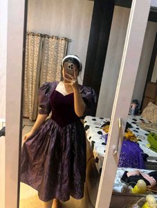 Velvet Puff Sleeve Dress