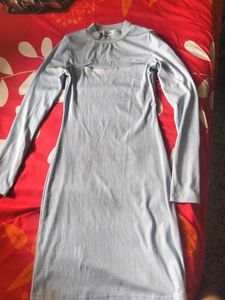Light Blue Long Sleeve Midi Dress