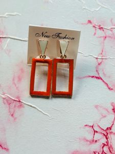 Orange Rectangle Earrings