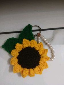2 Sunflower Crochet Keychain