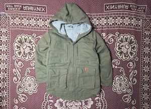 Men's Khaki Sherpa Lined Hooded Jacket