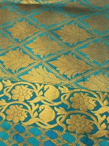 Turquoise &amp; Gold Kanjeevaram Saree