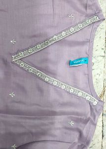 Elegant Lavender Kurta Set with Organza dupatta