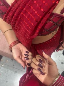 Red Sequin Saree