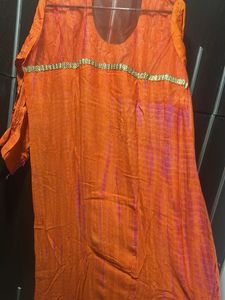 Stunning Orange Embroidered Kurta Set