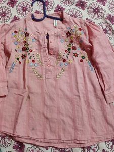 Embroidered Pink Kurti