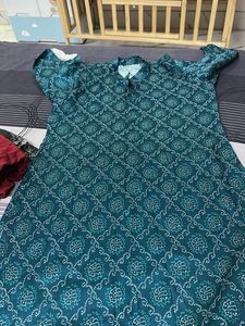 Teal Bandhani Print Kurta