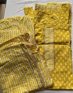 Yellow Printed Kurta Set
