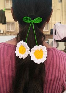 Handmade Crochet Sunflower, Daisy, Tulip Hair Ties