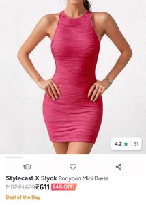 Magenta Pink Textured Bodycon Mini Dress