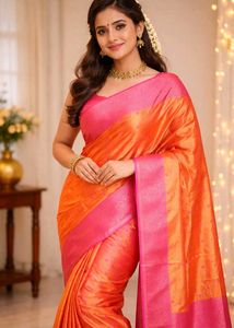 Vibrant Pink Brocade Saree.