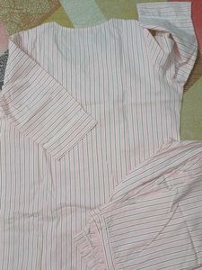 Pink Striped Cotton Kurta