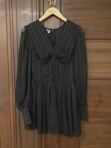 Chic Black Striped Mini Dress