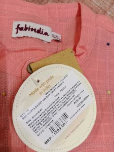 Fab india peach kids short chinese collar kurta
