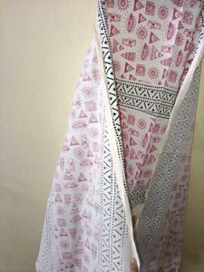 Pink Printed Cotton Kurta+ dupatta set