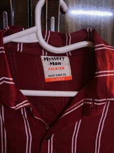 Men's Red Striped Short Sleeve Shirt