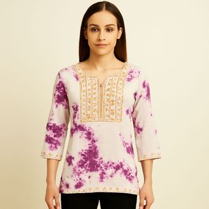 Tie-Dye Embroidered Kurta