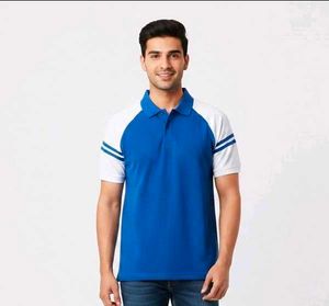 Men's Blue & White Polo T-Shirt