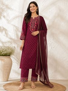 Embroidered Kurta Set with Dupatta