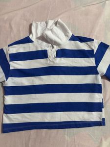 Blue & White Striped Rugby Shirt