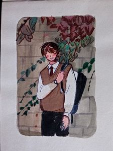 Boy in shed (Painting)
