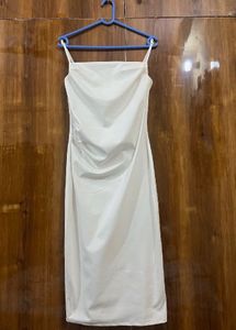 Chic White Ruched Slip Dress