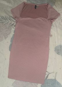 Ribbed Square Neck Mini Dress