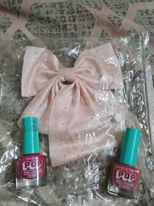 Sparkly Bow Hair Clip & Nail Polish Set