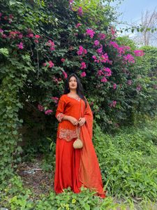 Elegant Orange Kurta Set with Dupatta