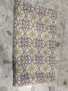 2 meter of White Dress Material with Geometric Pri