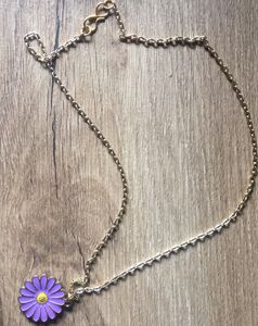 Purple Daisy locket Necklace Chain