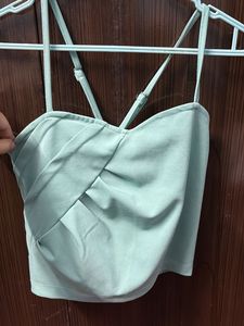 Mint Green Ruched Crop Top