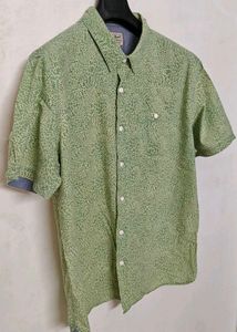 LLBean Men's Green Print Short Sleeve Shirt