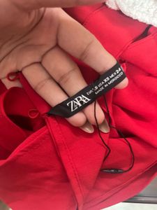 NEW ZARA Elegant Red Halter Neck Maxi Dress
