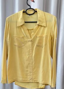 Yellow Long Sleeve Casual Blouse