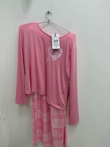 Shein Cozy Pink Heart Plaid Pajama Set
