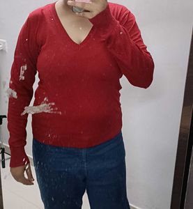 Cozy Red V-Neck Sweater