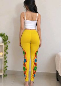 combo yellow and white hand embroidered leggings