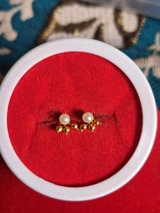 Gold Pearl Stud Earrings