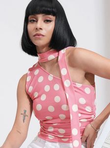 Polka Dot One-Shoulder Top
